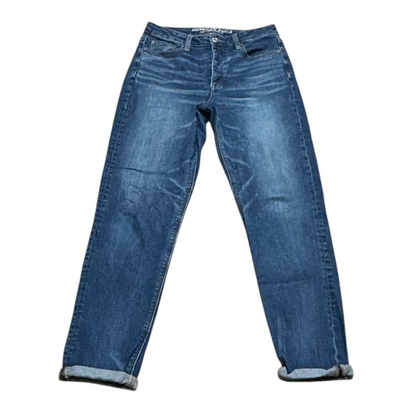 American Eagle Vintage Hi-Rise Button Fly Cuffed Jeans Women Tall 8 X-Long - Picture 1 of 3
